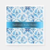 Blauw Wit Batik Floral Vrijgezellenfeest Servet (Voorkant)