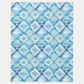 Blauw Wit Batik Squares Fleece Deken (Voorkant)