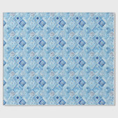 Blauw Wit Batik Vierkant Juweel Cadeaupapier (Vlak)