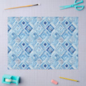 Blauw Wit Batik Vierkant Juweel Tissuepapier (Craft)
