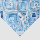 Blauw Wit Batik Vierkant Juweel Tissuepapier (Detail)