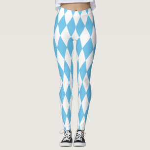 Blauw-wit Bavaria Rhombus vlag Patroon Leggings