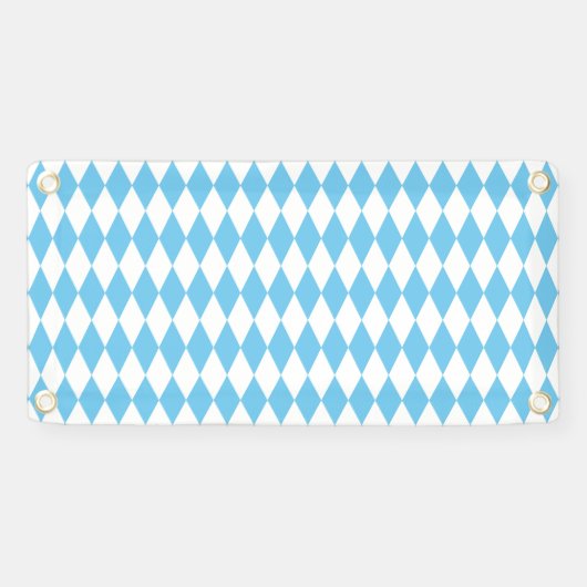 Blauw-wit Bavaria Rhombus vlag Patroon Spandoek (Horizontaal)