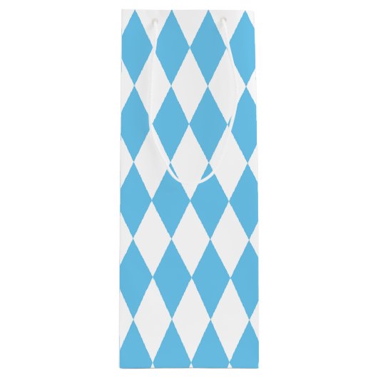 Blauw-wit Bavaria Rhombus vlag Patroon Wijn Cadeautas (Voorkant)
