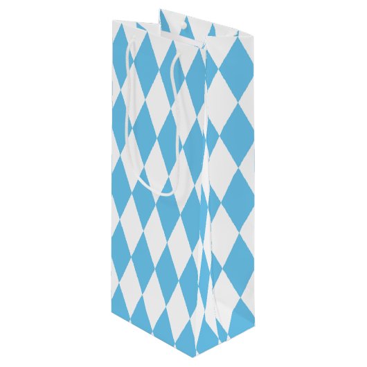 Blauw-wit Bavaria Rhombus vlag Patroon Wijn Cadeautas (Voorkant Gekanteld)