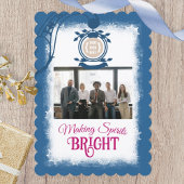 Blauw, Wit Bedrijf Logo Kerstfoto Feestdagenkaart