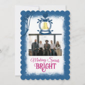 Blauw, Wit Bedrijf Logo Kerstfoto Feestdagenkaart (Voorkant)