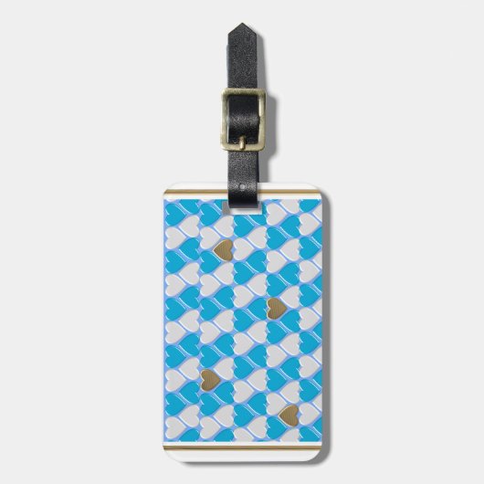 Blauw, wit Beiers patroon. Bagagelabel (Voorkant verticaal)