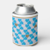 Blauw, wit Beiers patroon. Blikjeskoeler (Blikje Voorkant)