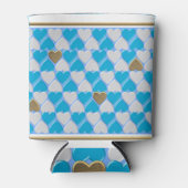 Blauw, wit Beiers patroon. Blikjeskoeler (Voorkant)