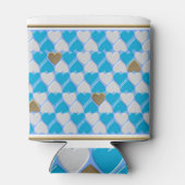 Blauw, wit Beiers patroon. Blikjeskoeler (Achterkant)