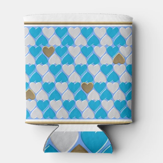 Blauw, wit Beiers patroon. Blikjeskoeler (Achterkant)