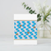 Blauw, wit Beiers patroon. Briefkaart (Staand voorkant)