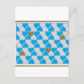 Blauw, wit Beiers patroon. Briefkaart (Voorkant)