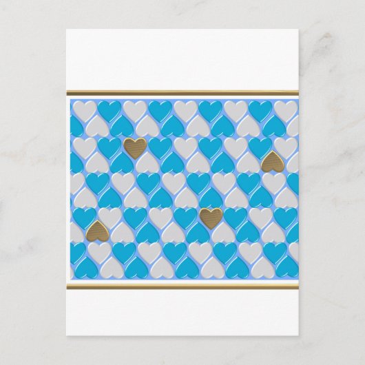 Blauw, wit Beiers patroon. Briefkaart (Voorkant)