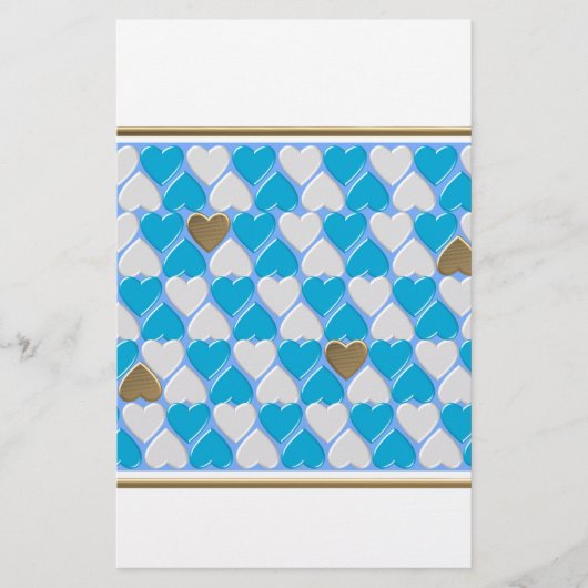 Blauw, wit Beiers patroon. Briefpapier (Voorkant)