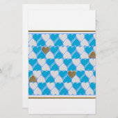 Blauw, wit Beiers patroon. Briefpapier (Voorkant / Achterkant)