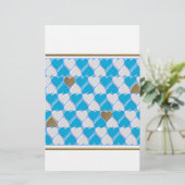 Blauw, wit Beiers patroon. Briefpapier (Staand voorkant)