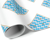 Blauw, wit Beiers patroon. Cadeaupapier (Rol Hoek)