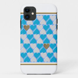 Blauw, wit Beiers patroon. iPhone 11 Hoesje