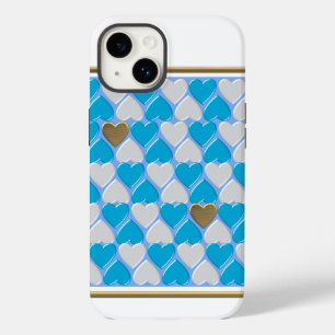 Blauw, wit Beiers patroon. Case-Mate iPhone 14 Hoesje