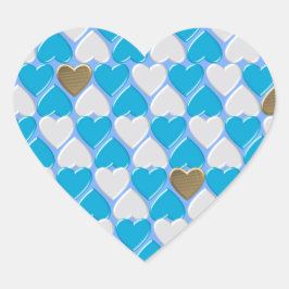 Blauw, wit Beiers patroon. Hart Sticker