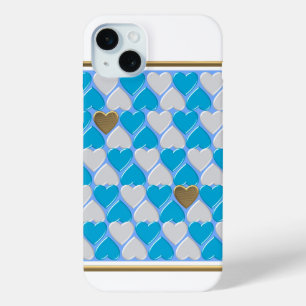 Blauw, wit Beiers patroon. Hoesje-Mate iPhone Cas 15 Mini Hoesje