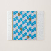 Blauw, wit Beiers patroon. Legpuzzel (Horizontaal)