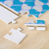Blauw, wit Beiers patroon. Legpuzzel (Zijkant)