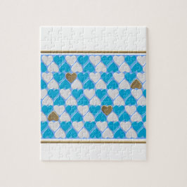 Blauw, wit Beiers patroon. Legpuzzel
