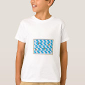 Blauw, wit Beiers patroon. T-shirt (Voorkant)
