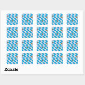 Blauw, wit Beiers patroon. Vierkante Sticker (Vel)