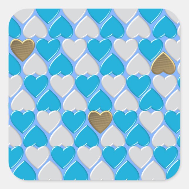Blauw, wit Beiers patroon. Vierkante Sticker (Voorkant)