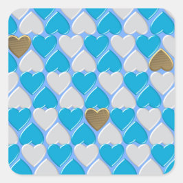 Blauw, wit Beiers patroon. Vierkante Sticker