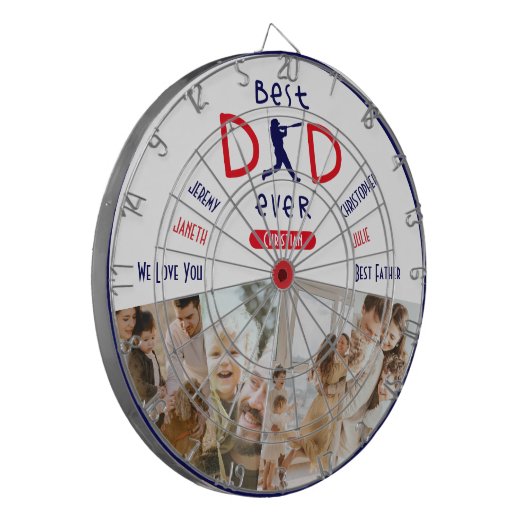 Blauw Wit Beste Pap Ooit Koele Moderne Vaders Dag Dartbord (Voorkant Links)