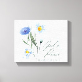 Blauw Wit Bijbel vers Twee Tone Textured Church Canvas Afdruk