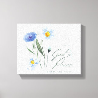 Blauw Wit Bijbel vers Twee Tone Textured Church Canvas Afdruk