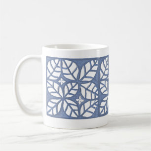Blauw-wit bladpatroon mok