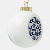 Blauw wit blauw van de marine, gevarieerd keramische bal ornament (Links)