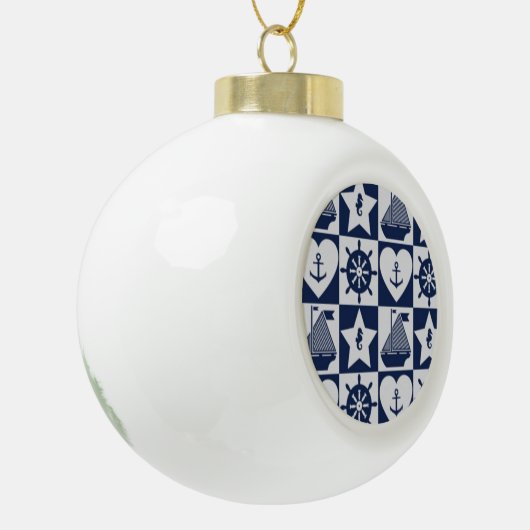 Blauw wit blauw van de marine, gevarieerd keramische bal ornament (Links)