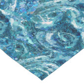 Blauw Wit Blauwgroen Zee Golven Abstractiepatroon Korte Tafelloper (Hoek)