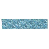 Blauw Wit Blauwgroen Zee Golven Abstractiepatroon Korte Tafelloper (Horizontaal)