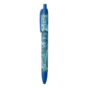Blauw Wit Blauwgroen Zee Golven Splash Abstractie Blauwe Inkt Pen