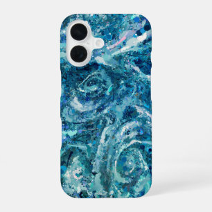 Blauw Wit Blauwgroen Zee Golven Splash Abstractie iPhone 16 Hoesje