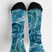 Blauw Wit Blauwgroen Zee Golven Splash Abstractie Sokken (Top)
