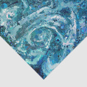 Blauw Wit Blauwgroen Zee Golven Splash Abstractie Tissuepapier (Detail)