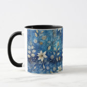 Blauw Wit Bloem Bloemen Naadloos Patroon Mok (Links)
