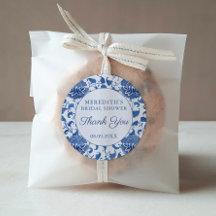 Blauw & Wit Bloem Bruiloft Bruidsshower Bedankbrie