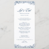 Blauw Wit Bloem Elegant Trouwmenu Menu (Voorkant)