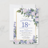 Blauw Wit Bloemen 18e Verjaardag Verrassingsfeest Kaart (Voorkant)